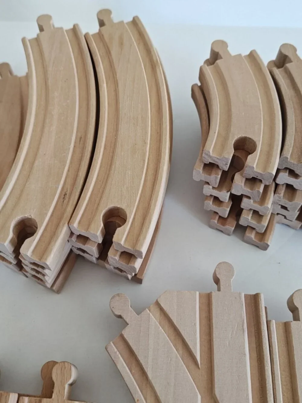 Wooden Train Railway Set 64 Pieces Brio-Compatible Track Train and extras